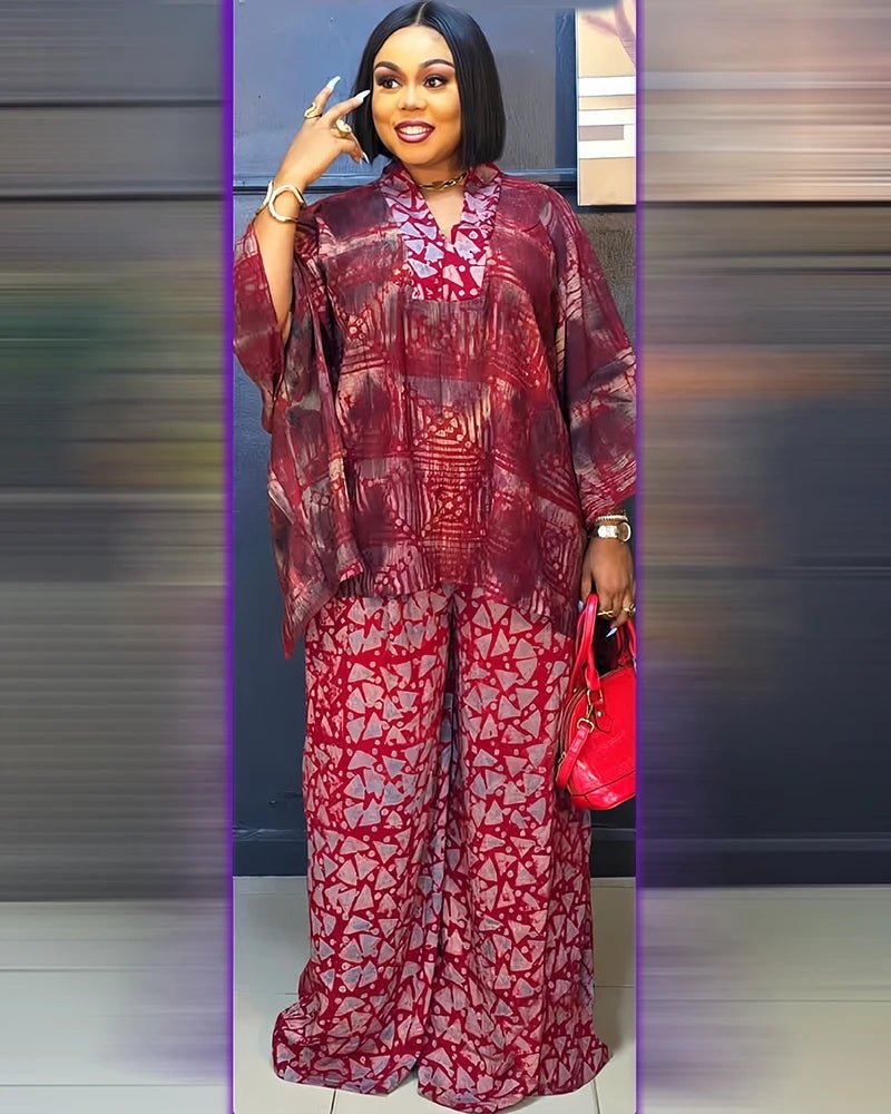 Get ready for your next vacation with this 2PC African Print Dress and Pant Set! Dashiki available at Flexi Africa for $30.86