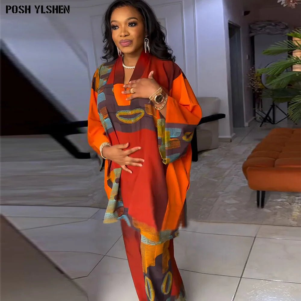 Two Piece Set Clothes for Women African Print Dresses Vacation Outfits 2024 Tops Pant Sets Dashiki Ankara Turkey Dames Plus Size - Free Delivery Worldwide only at Flexi Africa