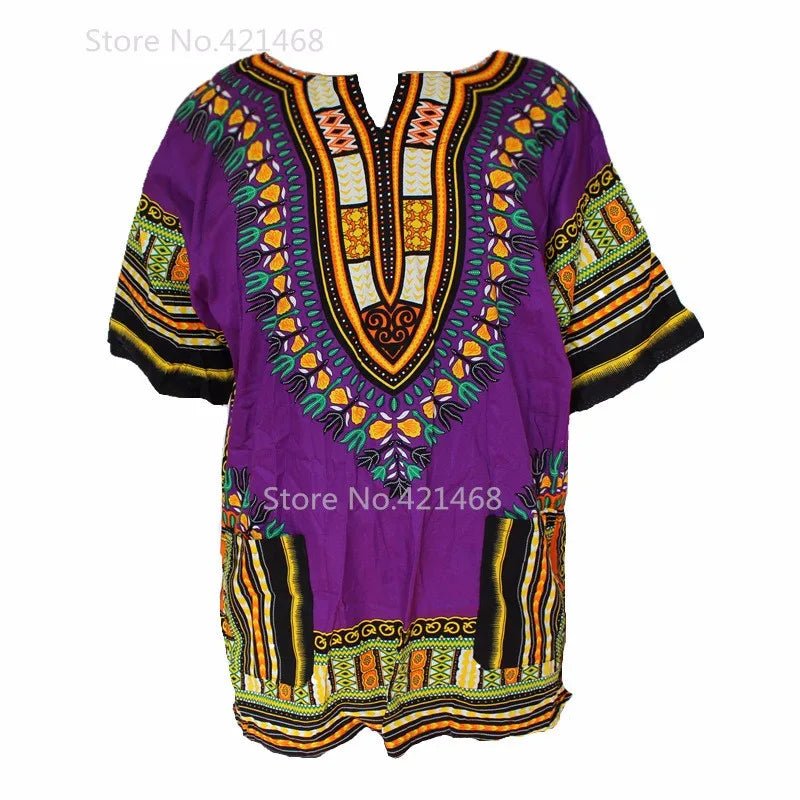 Unisex 100% Cotton Dashiki T-Shirts – Traditional African Print Fashion Design - Free Delivery Worldwide only at Flexi Africa