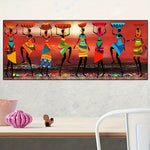 Vibrant African Dancers Canvas Wall Art – Frameless Cultural Home Décor (15.7"x47.2") - Free Delivery Worldwide only at Flexi Africa