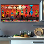 Vibrant African Dancers Canvas Wall Art – Frameless Cultural Home Décor (15.7"x47.2") - Free Delivery Worldwide only at Flexi Africa