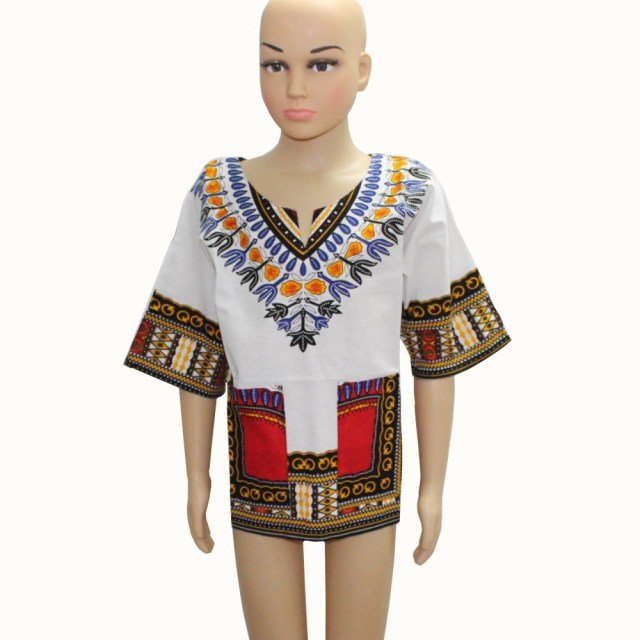 Vibrant Traditional African Print Dashiki T-shirts: Stylish Fashion Designs for Kids - Flexi Africa - Free Delivery Worldwide