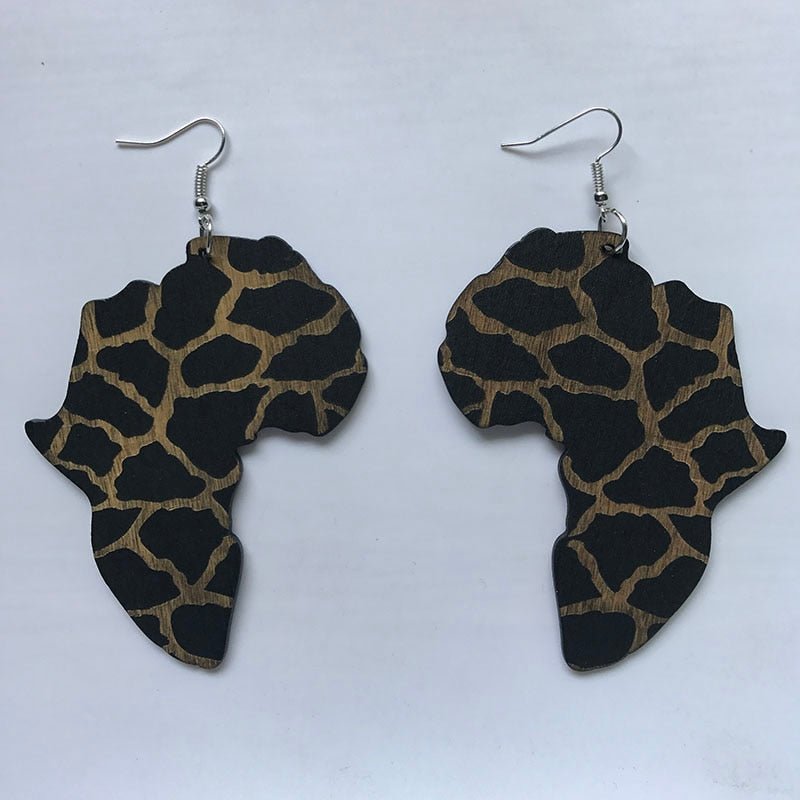 Vintage Heart Map Earrings - Handcrafted with Black Queen Wood - Free Delivery Worldwide only at Flexi Africa