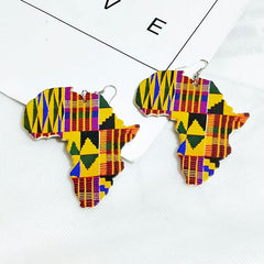 Vintage Heart Map Earrings - Handcrafted with Black Queen Wood - Free Delivery Worldwide only at Flexi Africa