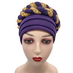 Women African Auto Geles Headtie Already Made Multi Color Wedding Organic Fabric Embroidered - Flexi Africa - FREE POST