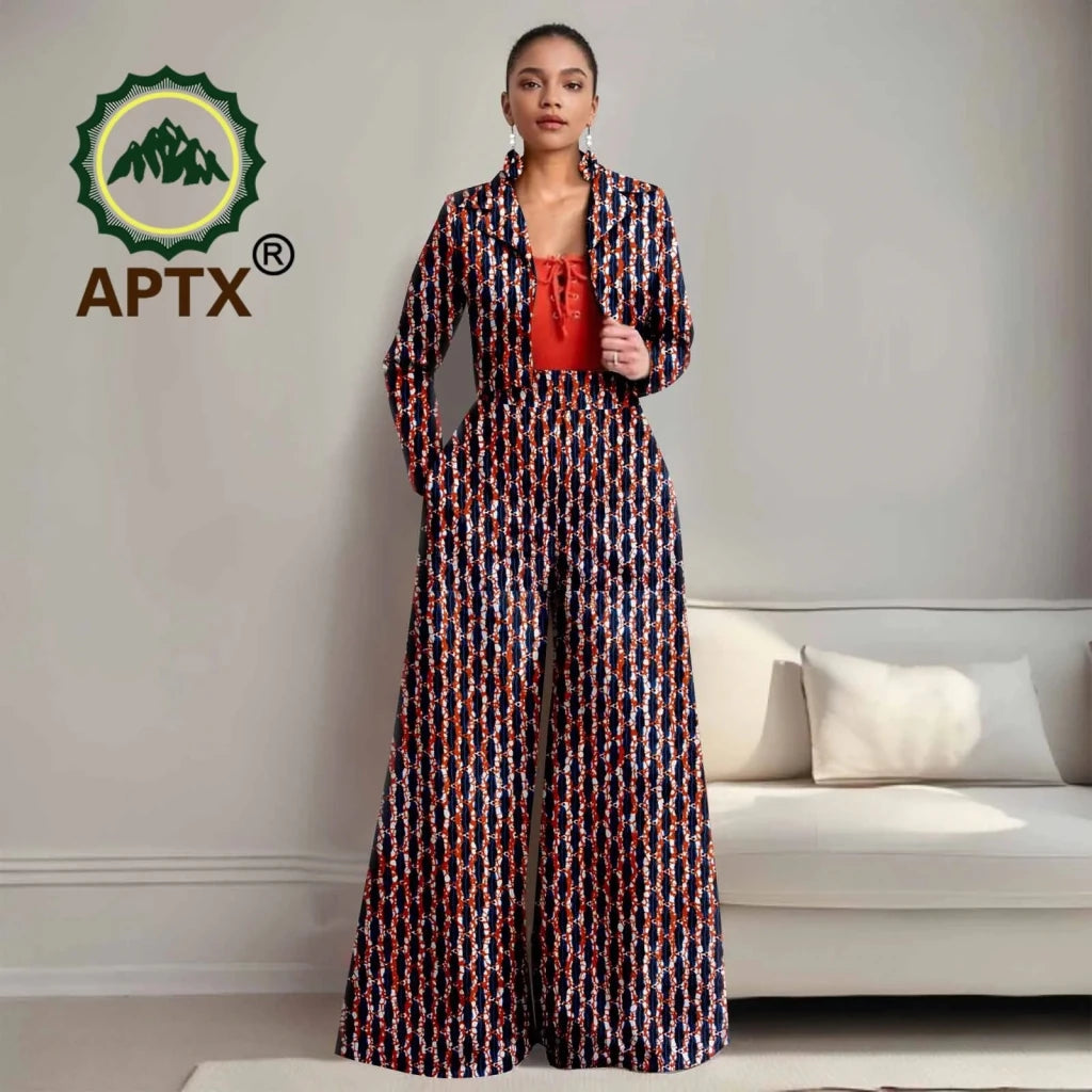 Buy Women’s African Ankara 2PC Outfit – Long Sleeve Top, High-Waist Pants & Earrings for only $104.94 at Flexi Africa!