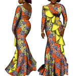Women’s African Ankara Long Sleeve Dress – Cotton Dashiki Wedding Gown - Free Delivery Worldwide only at Flexi Africa