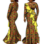 Women’s African Ankara Long Sleeve Dress – Cotton Dashiki Wedding Gown - Free Delivery Worldwide only at Flexi Africa
