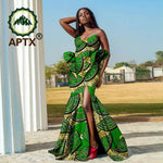 Women’s African Ankara Strapless Dress – Elegant High - Waist Slit Dashiki Party Gown - Free Delivery Worldwide only at Flexi Africa