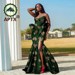 Women’s African Ankara Strapless Dress – Elegant High - Waist Slit Dashiki Party Gown - Free Delivery Worldwide only at Flexi Africa
