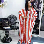 Buy Women's African Bazin Sleeve Dress – Spring Striped Loose Elegant Boubou Robe for only $26.29 at Flexi Africa!