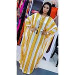 Buy Women's African Bazin Sleeve Dress – Spring Striped Loose Elegant Boubou Robe for only $26.29 at Flexi Africa!