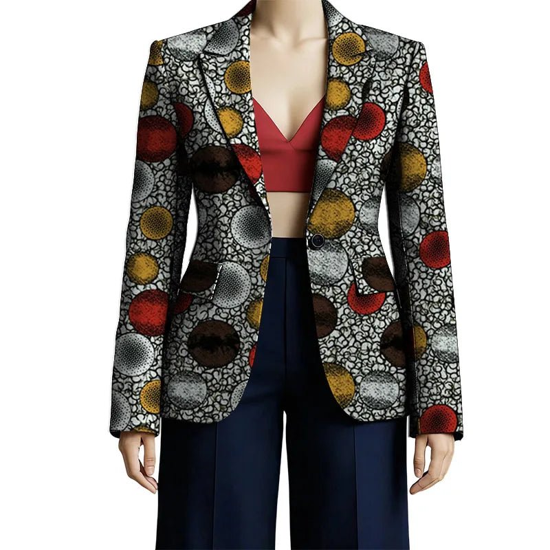 Women’s African Couture Blazer Jacket – Ankara Print Colorful Short Coat for Wedding & Party - Free Delivery Worldwide only at Flexi Africa