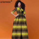 Women’s African Print Maxi Dress – Traditional High Waist Ankara Half Sleeve Attire - Free Delivery Worldwide only at Flexi Africa