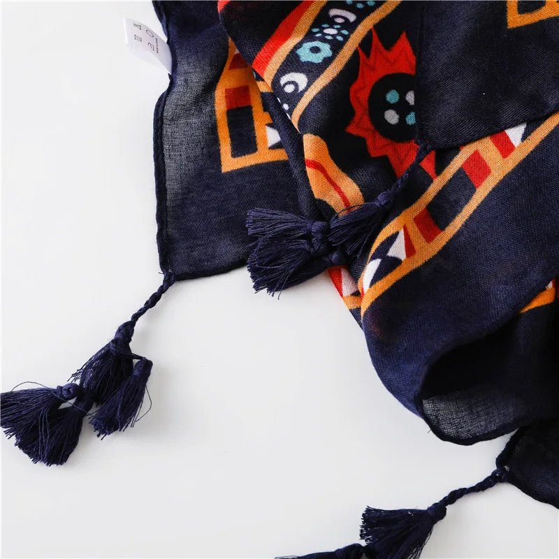 Women’s African Print Viscose Shawl – Floral Tassel Winter Scarf, Hijab & Wrap - Free Delivery Worldwide only at Flexi Africa