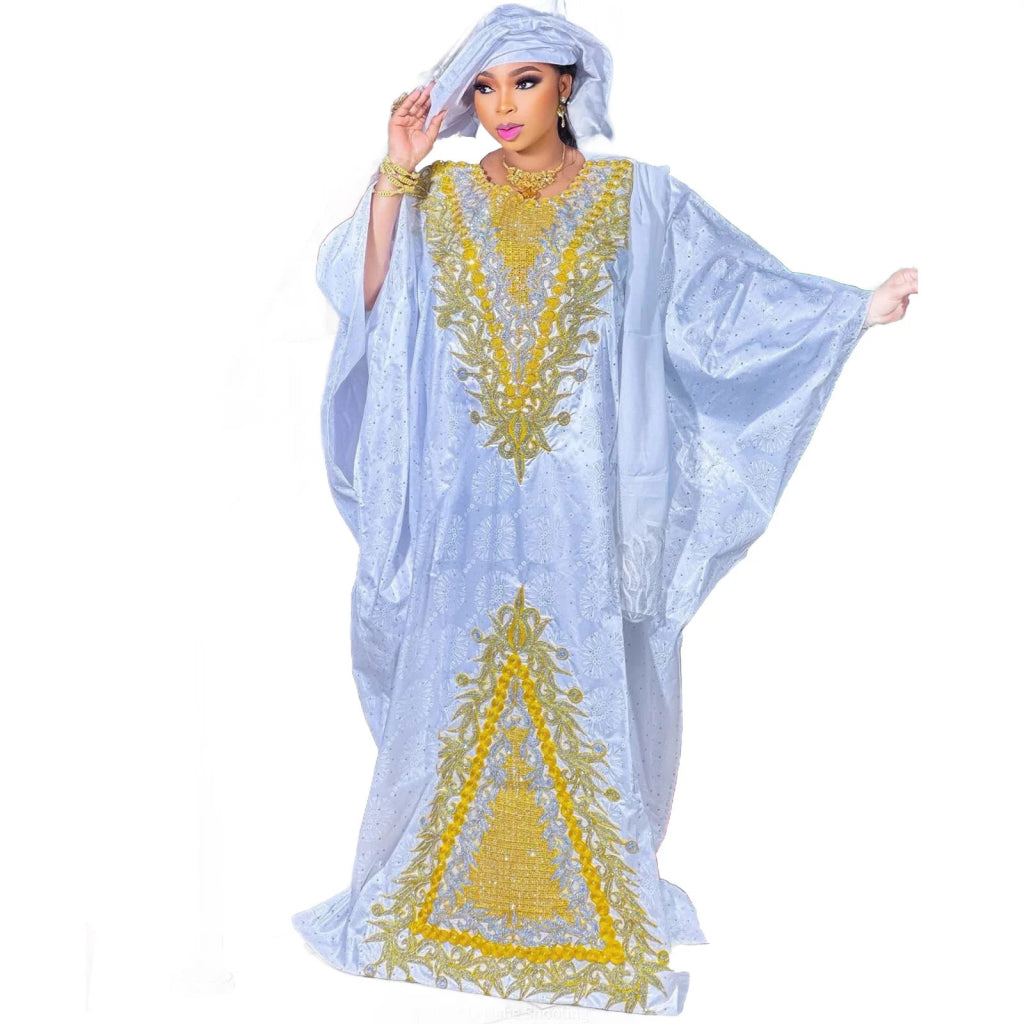 Women’s Luxury African Boubou Dress – Rich Embroidery Long Gown - Free Delivery Worldwide only at Flexi Africa
