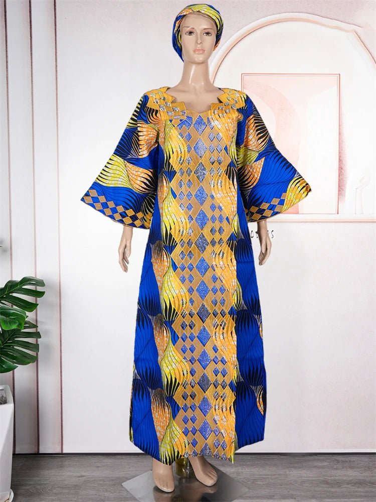 Women's Plus Size African Dashiki Wax Dress – Traditional Wedding & Evening Gown Outfit - Free Delivery Worldwide only at Flexi Africa