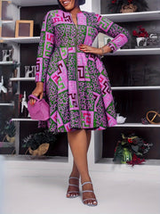 Buy Women's Plus Size Geometric Print Zipper Dress, Elegant Round Neck, Polyester for only $27.46 at Flexi Africa!